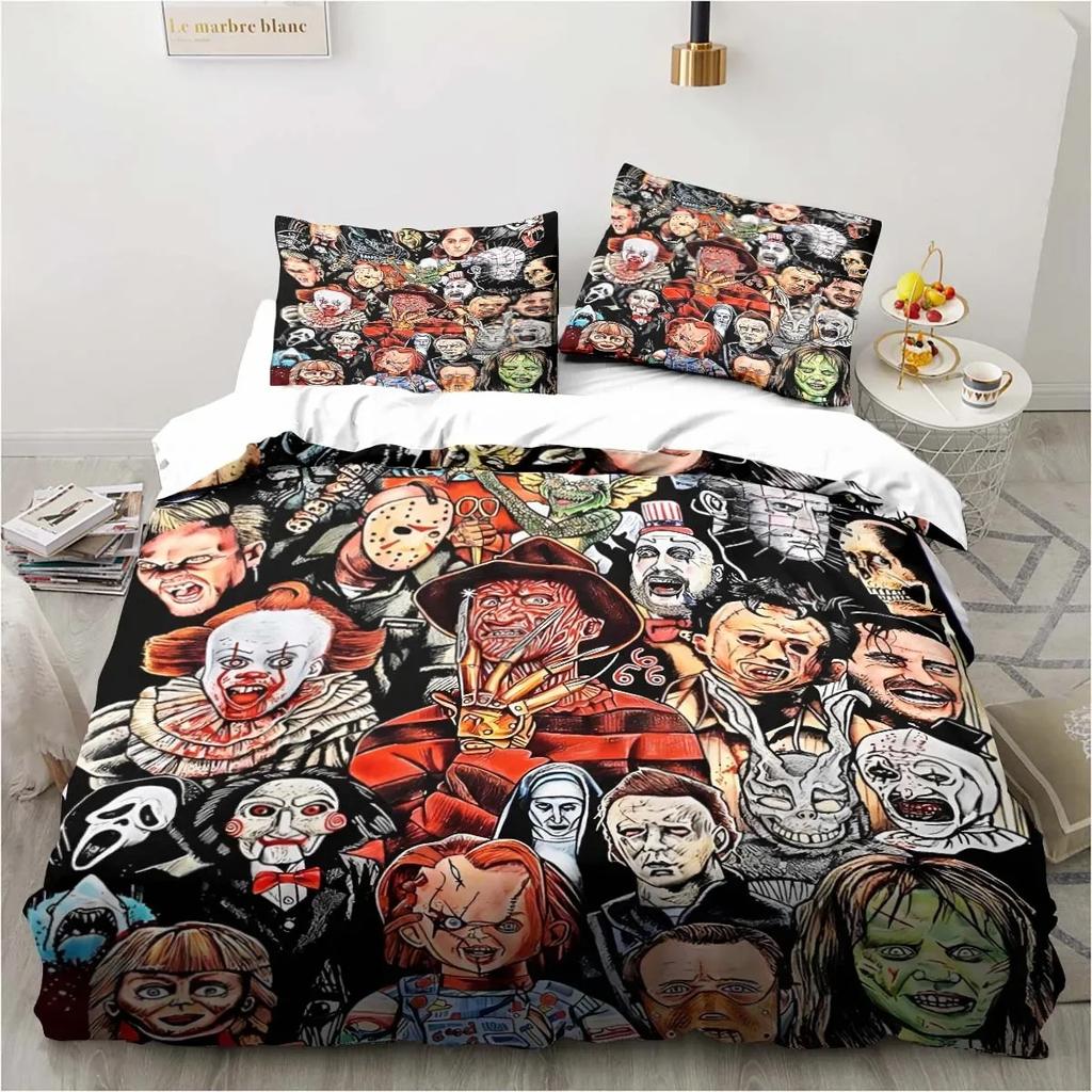 Okładka Horroru Nadruk Cyfrowy Poliestrowe Pościele Dziecięce Pokrowce Chłopcy Pościel dla Nastolatków Pościel Rozmiar King