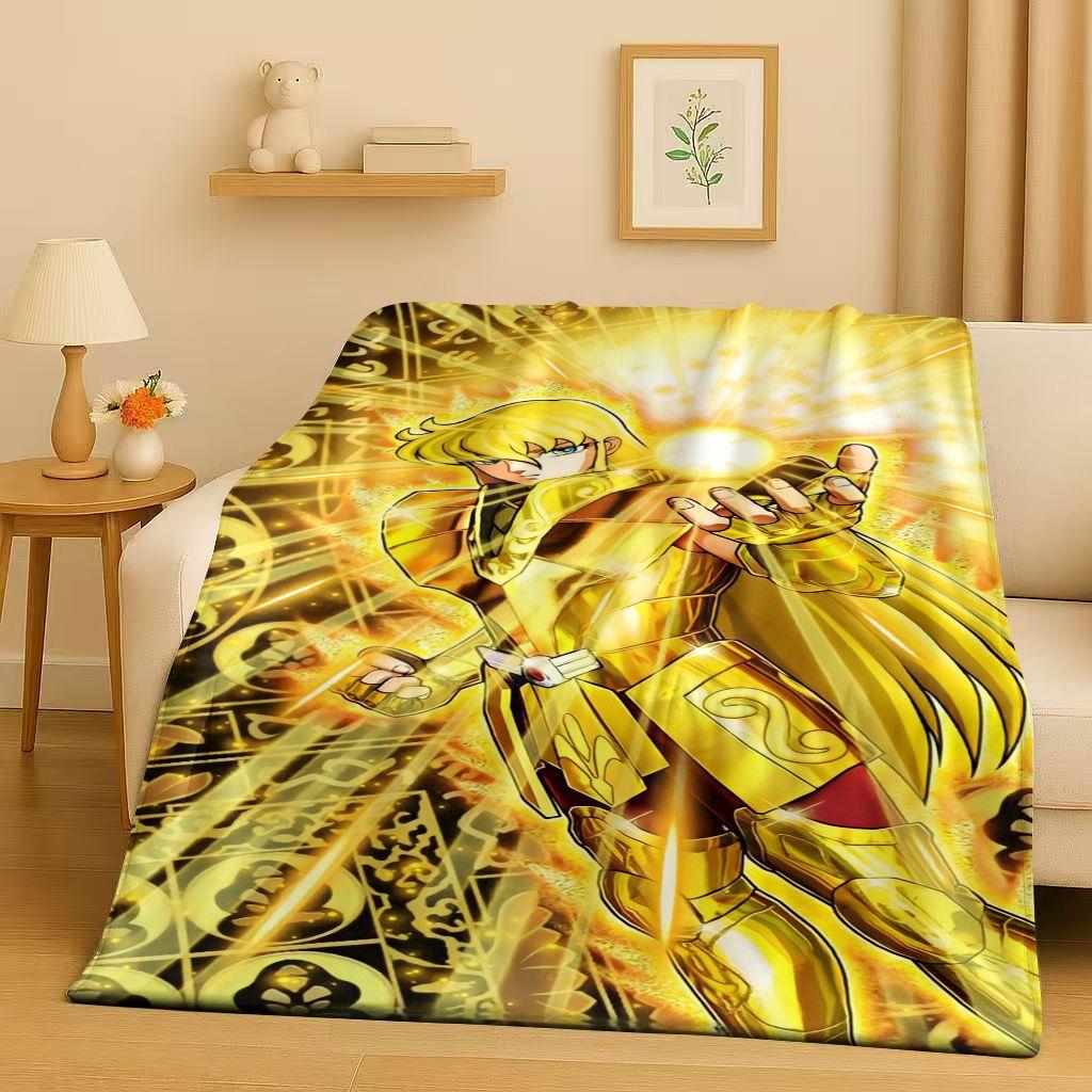 Classic Saint Seiya Shiryu Athena Cartoon Flannel Blanket,Ultra Soft Warm Plush Throw for Home Bedroom Bed Sofa Cover Travel Kid
