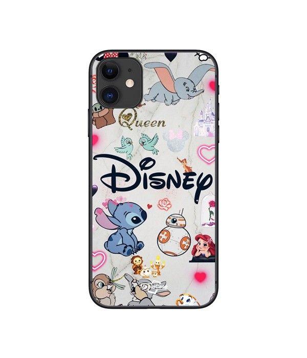 Coque de téléphone - Disney - Iphone 12 - Souple - Silicone - Personnages Stitch Ariel Dumbo schwarz
