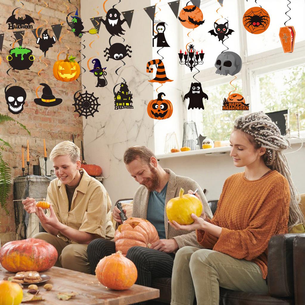 Halloween Birthday Party Hanging Interior Decoration, Cute Pumpkin Ceiling Hanging Ribbon, Suitable For Halloween Theme Party Decoration