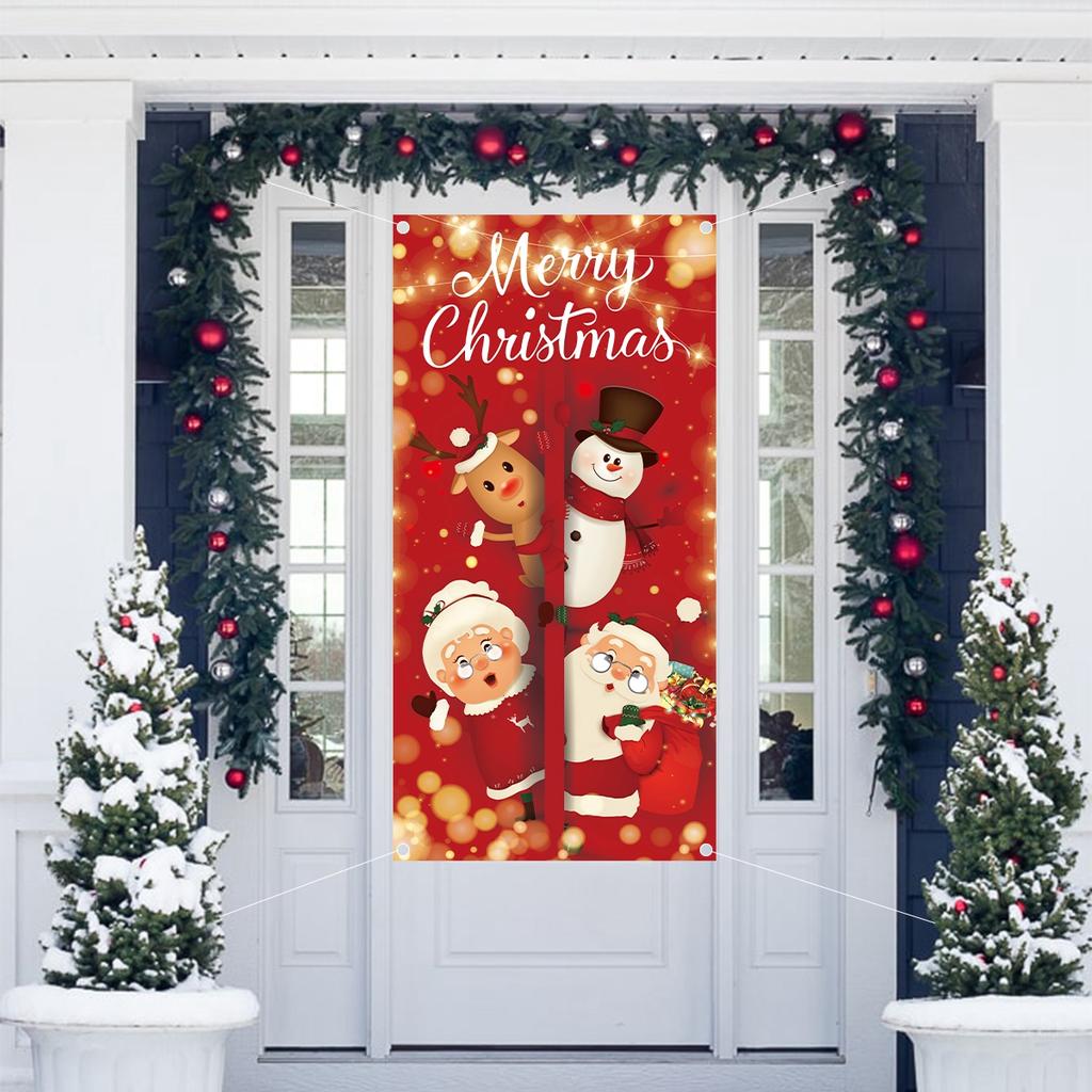 Bannière Drapeau de Noël Père Noël Arbre de Noël Bannière Décoration de Noël pour la Maison 2025 Ornements Cadeaux Noël Nouvel An