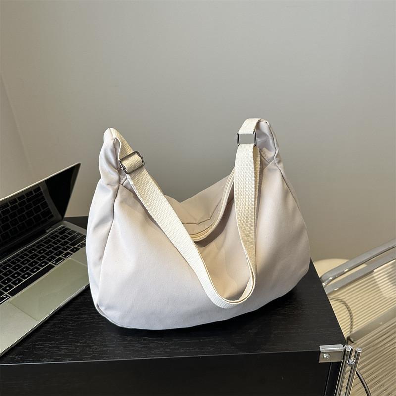 Korean Style Casual Lazy Wind Bag 2024 New Simple Large Capacity Canvas Bag Solid Color Single Shoulder Diagonal Female Bag