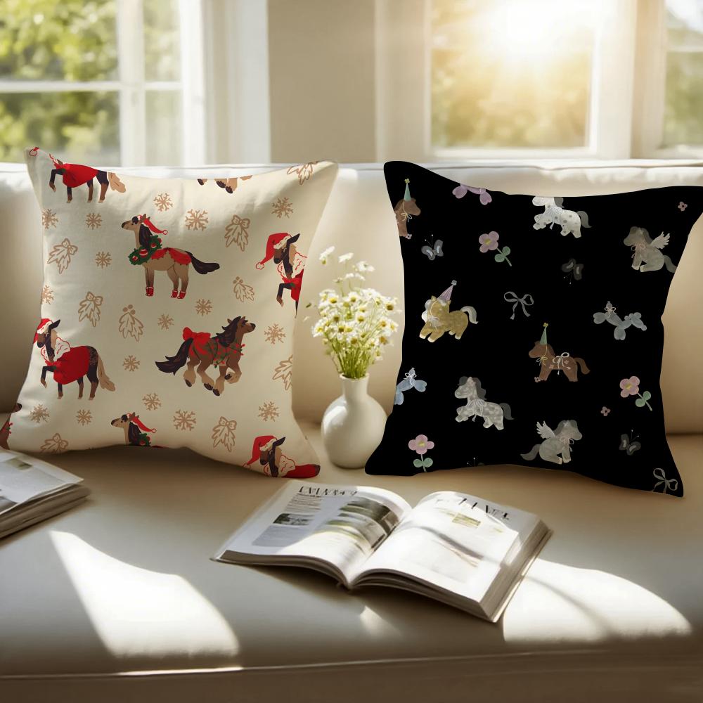 Horse Cushion Cover Linen Cushion Cover Soft Decorative Case For Sofa Home Decor