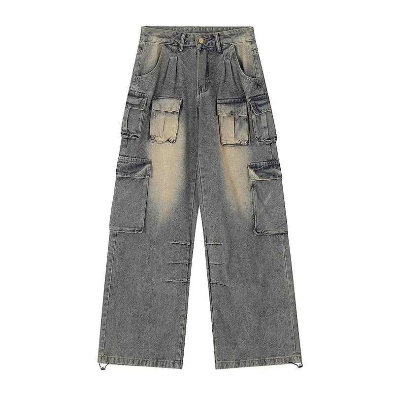 

Женские ретро-стиль хип-хоп, модные, прямые, винтажные, с высокой талией, длинные, широкие, мешковатые, джинсовые брюки Y2K 2XL серый