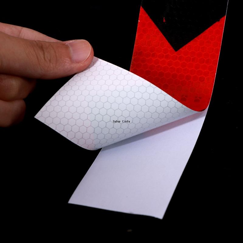 5CM*5M Waterproof Arrow Reflective Car Stickers Red-Black Adhesive High Visibility Caution Warning Safety Tape Reflectors Strips