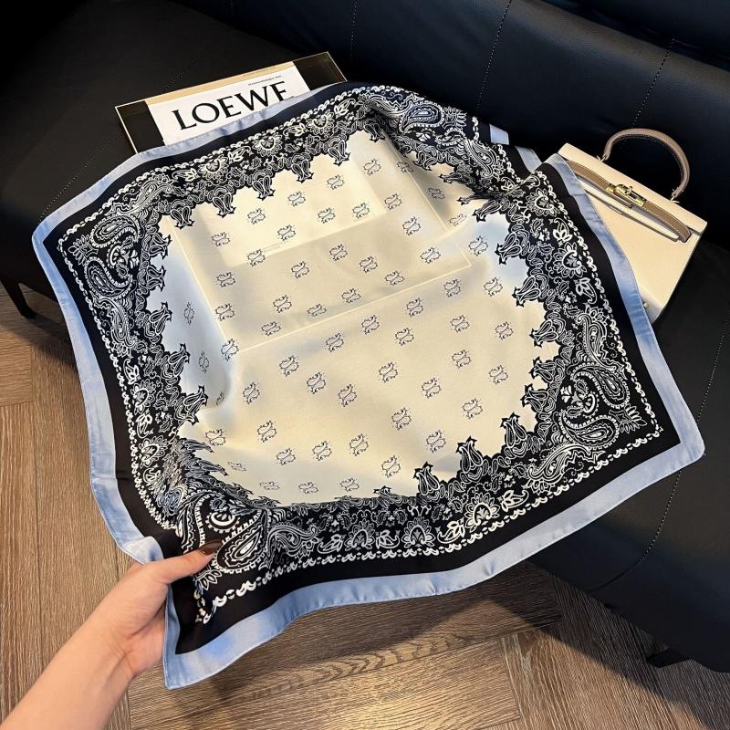 Foulard Carré Imprimé Orange Bleu Marine Fin Respirant Châle Crème Solaire Décontracté Extérieur Coupe-Vent Enveloppe de Tête Pour Femmes