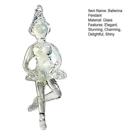 Clear Ballerina Pendant 3D Hand Blown Glass Ballet Dancer Hanging Accessories for DIY Earring Necklace Bracelet Keychain