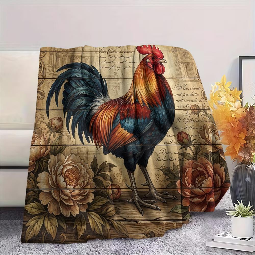 1PC Retro Floral Animal Print Flannel Blanket, High Quality All Seasons, Home Decor, Warmth and Comfort, Perfect for Christmas Gifts
