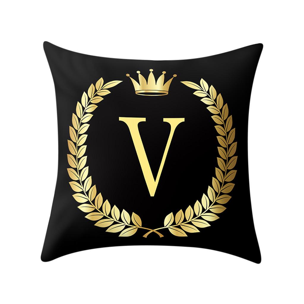 Pillow Cover Black and Gold Letter Pillowcase Sofa Cushion Cover Home Decor