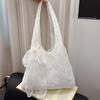 Borsa Tote in Cotone con Fiore di Pizzo Stile Coreano da Donna 2026 Nuova Grande Capacità da Spalla per il Pendolarismo