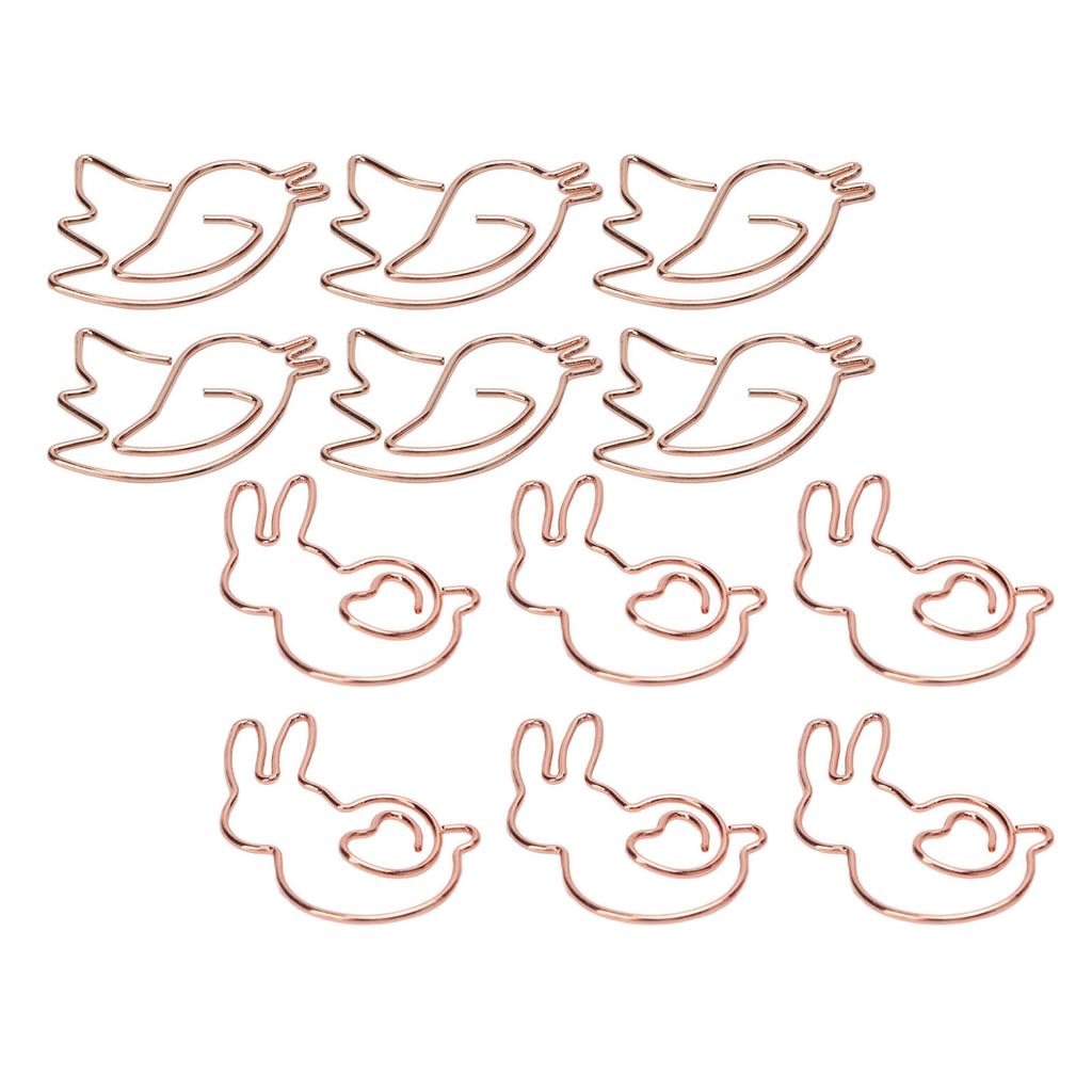 100PCS Paper Clips Portable Cute Animal Shape Electroplating  Gold Metal Paper Clip Box Office S