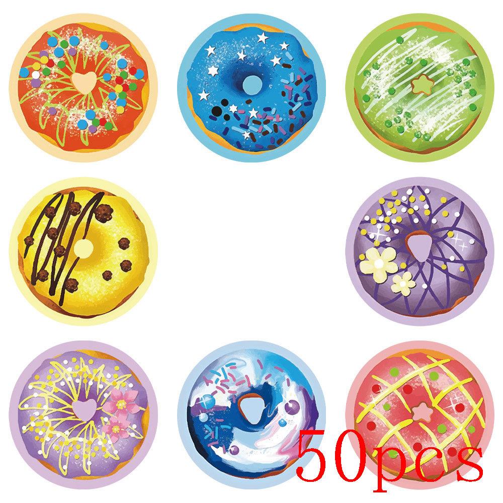50-500Pcs Donuts Sticker 1Inch Colorful Kids Label Baking Store Decorations Classroom Teacher Encourage Student Reward Stickers