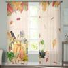 Frucht Ahornblatt Krähe Katze Tüll Vorhänge zur Wohnzimmerdekoration Modern Chiffon Transparent Voile Küchenvorhang