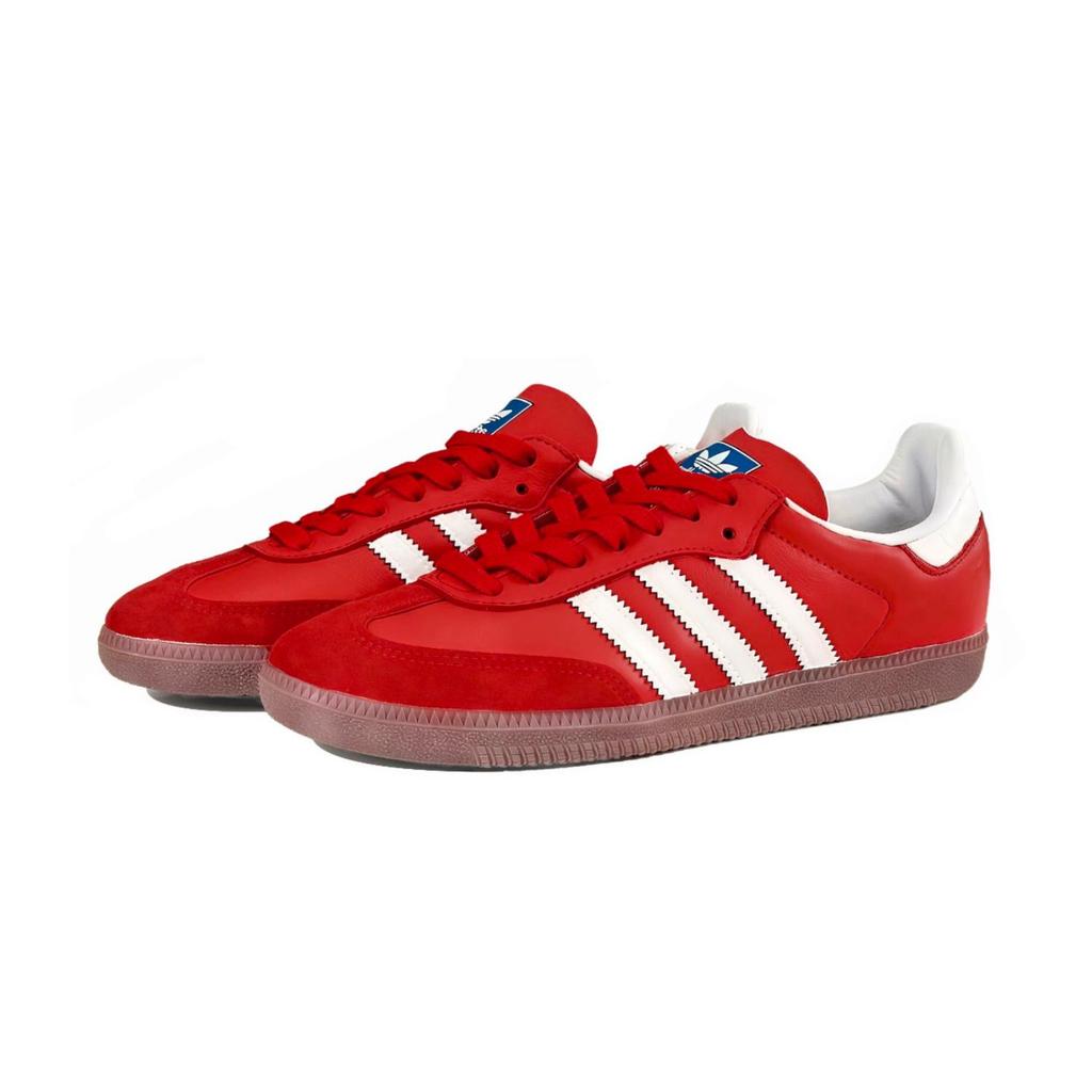 Adidas Originals SAMBA OG Slip Resistant Abrasion Resistant Low top Skateboard Shoes Unisex Red White B75806(Team634-)