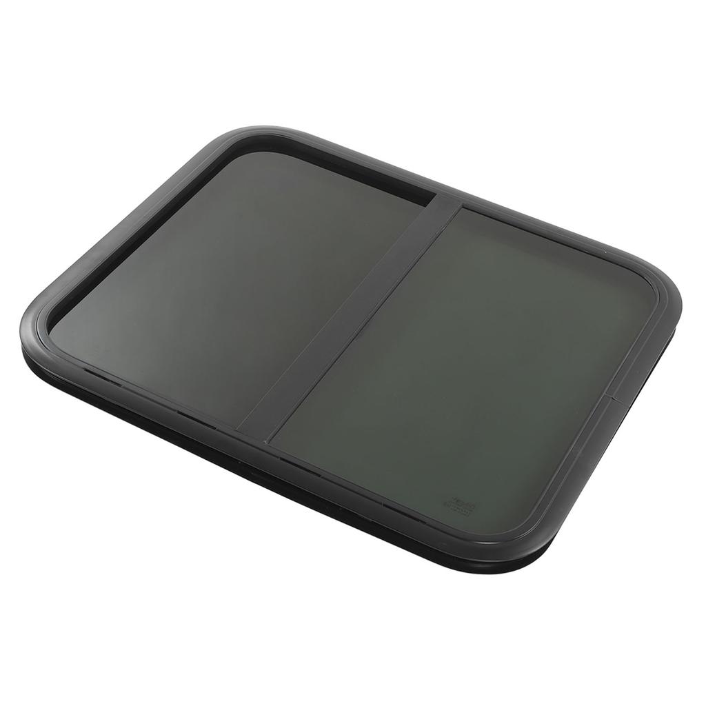 800x700mmm Rounded Sliding Windows Thick Tempered Glass UV Resistant Black Aluminum Alloy Frame with Screen for Caravan