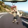 Adorable Cat Hanging Ornament Car Rearview Mirror Pendant with Lanyard Easy To Hang Animal Cat-Shaped Xmas Tree Pendant