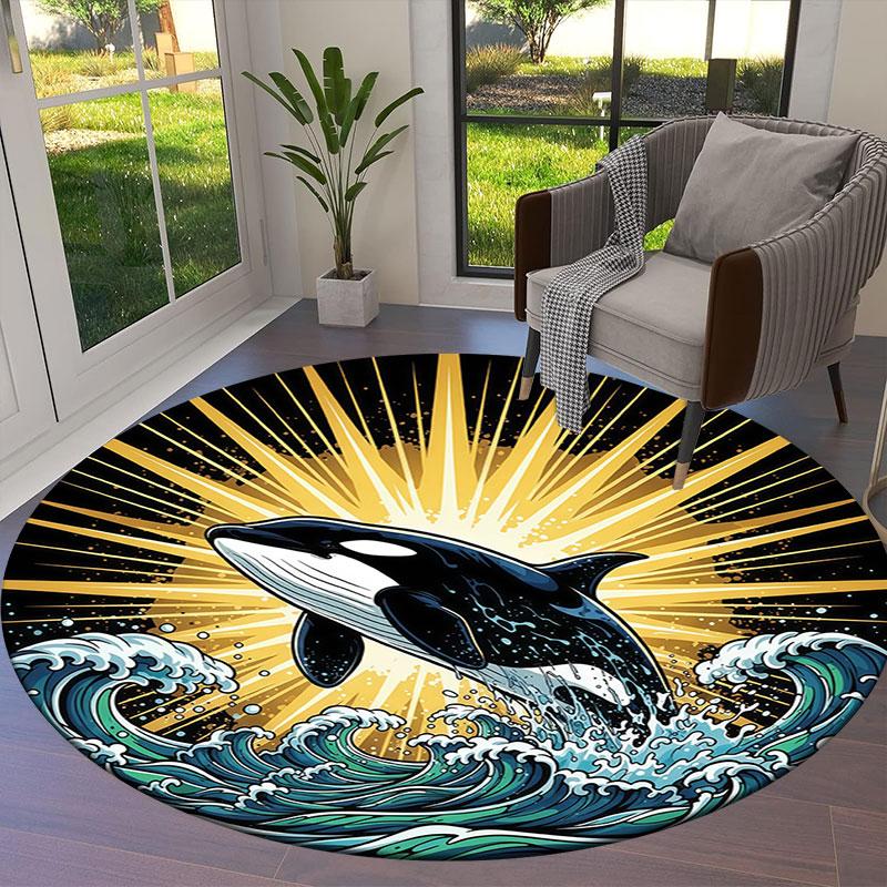 Marinelife Round Area Rug,Carpet Rug for Living Room Bedroom Sofa Playroom Decor,Non slip Floor Mat