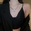 Diamond-encrusted Flower Geometric Pearl Necklace Temperament Light Luxury Sweater Chain French Retro Necklace Autumn and Winter