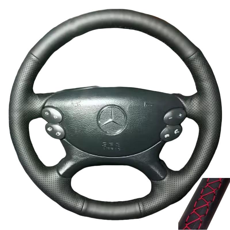 

Full Black Leather Car Steering Wheel Cover for Mercedes benz E350 W211 C209 C219 W463 R230 SL500 CLK350 2004-2008