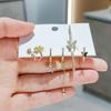 ANENJERY 6 pieces/set Butterfly Flower Hoop Earrings for Women Shiny Micro Zircon Ear Clip Earrings Set