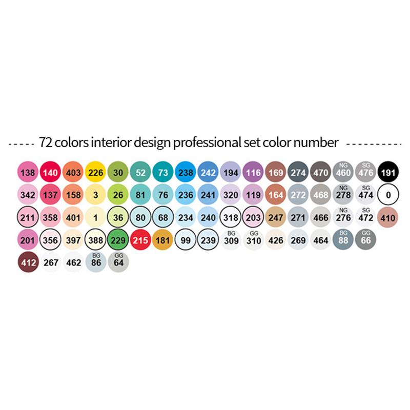 

EF103 Двойные головки Профессиональные художественные маркеры Ручка 12/24/36/48/60/72 Цвета Масляный спиртовой маркер Мягкая головка Круглый стержень