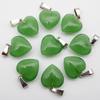 16MM Heart-Shaped Natural Stone Pendant: Amethyst Rose Quartz Green Aventurine Tiger Eye
