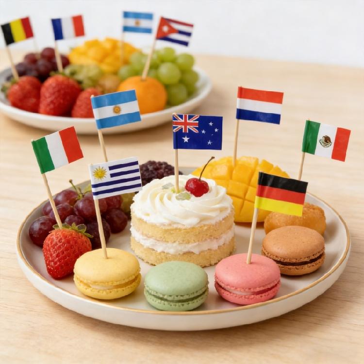 100Pcs National Flag Toothpick Cakes Picks Cupcake Top Decoration For Sweets Desserts Display And Festival Celebration