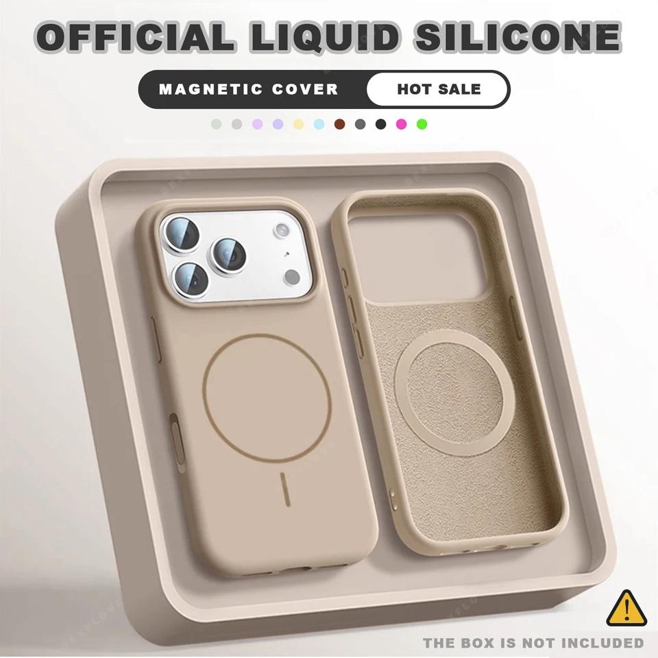 

Cute Magnetic Phone Case For iPhone 17 11 12 13 16 Pro Max Air 15 14 16 Plus Magsafe Liquid Silicone Charge Protector Soft Cover For iPhone 12 12Pro