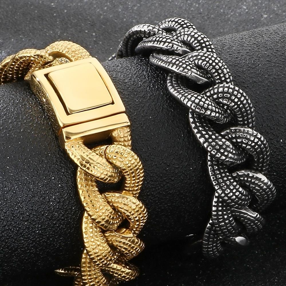 Retro 19MM Heavy Duty Cuban Link Chain Man Bracelet for Men Punk Gothic 316L Stainless Steel Jewelry Men's Bracelets Boys Gifts