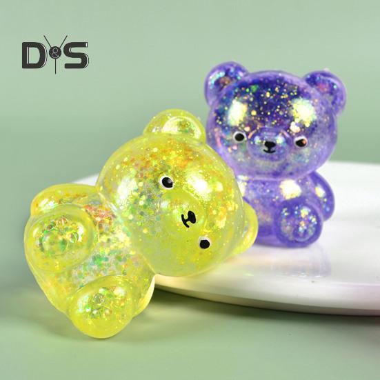 4/8Pcs Squeeze Bear Toys Mini Sequins Bear Figures Squeeze Ball Toy Finger Fidget Sensory Toy for Kids Adults Stress Relief