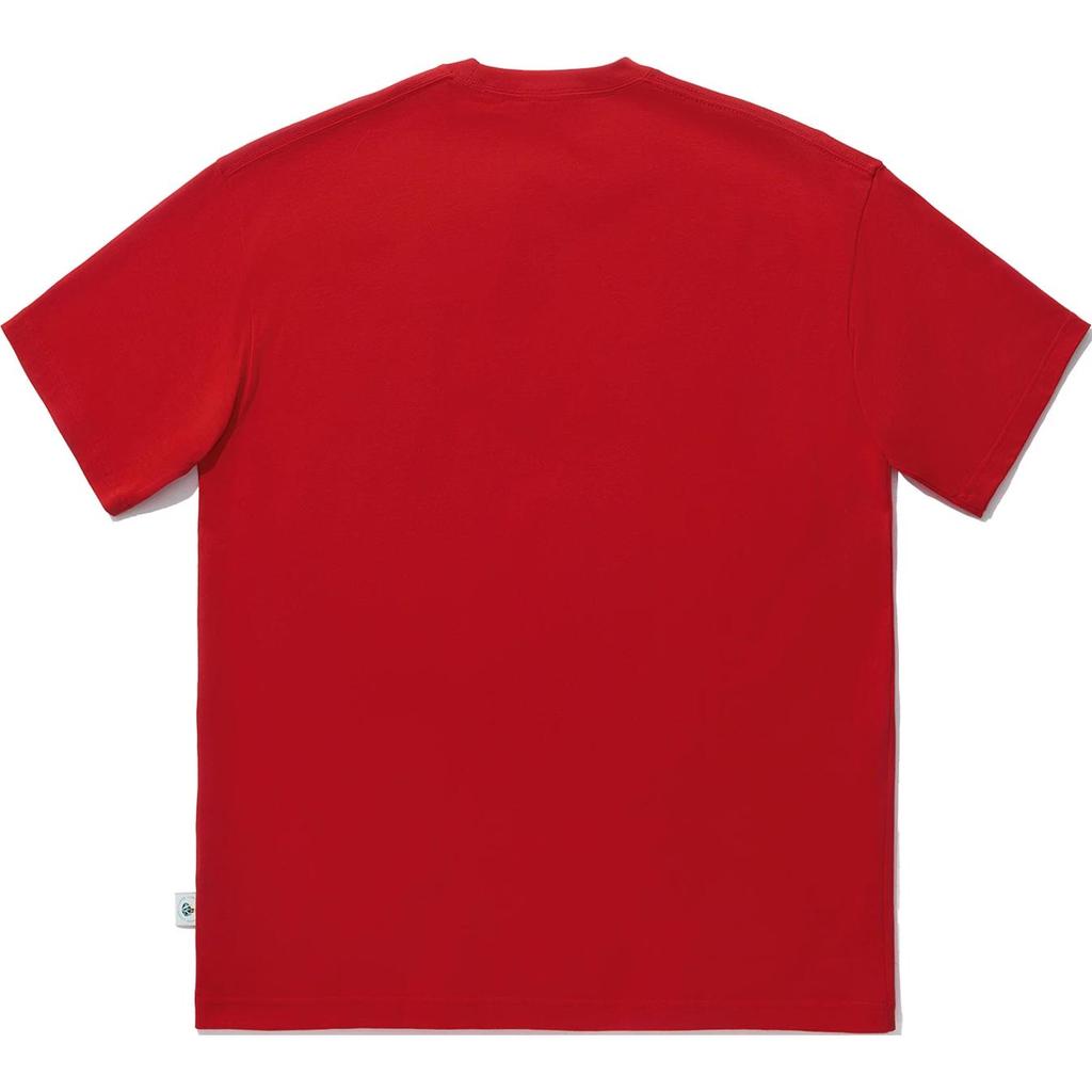 Li Ning Chinese Characters Round Neck Comfortable Breathable Loose Short Sleeve T-Shirt Unisex T-Shirt Honor-Red AHSUC21-1