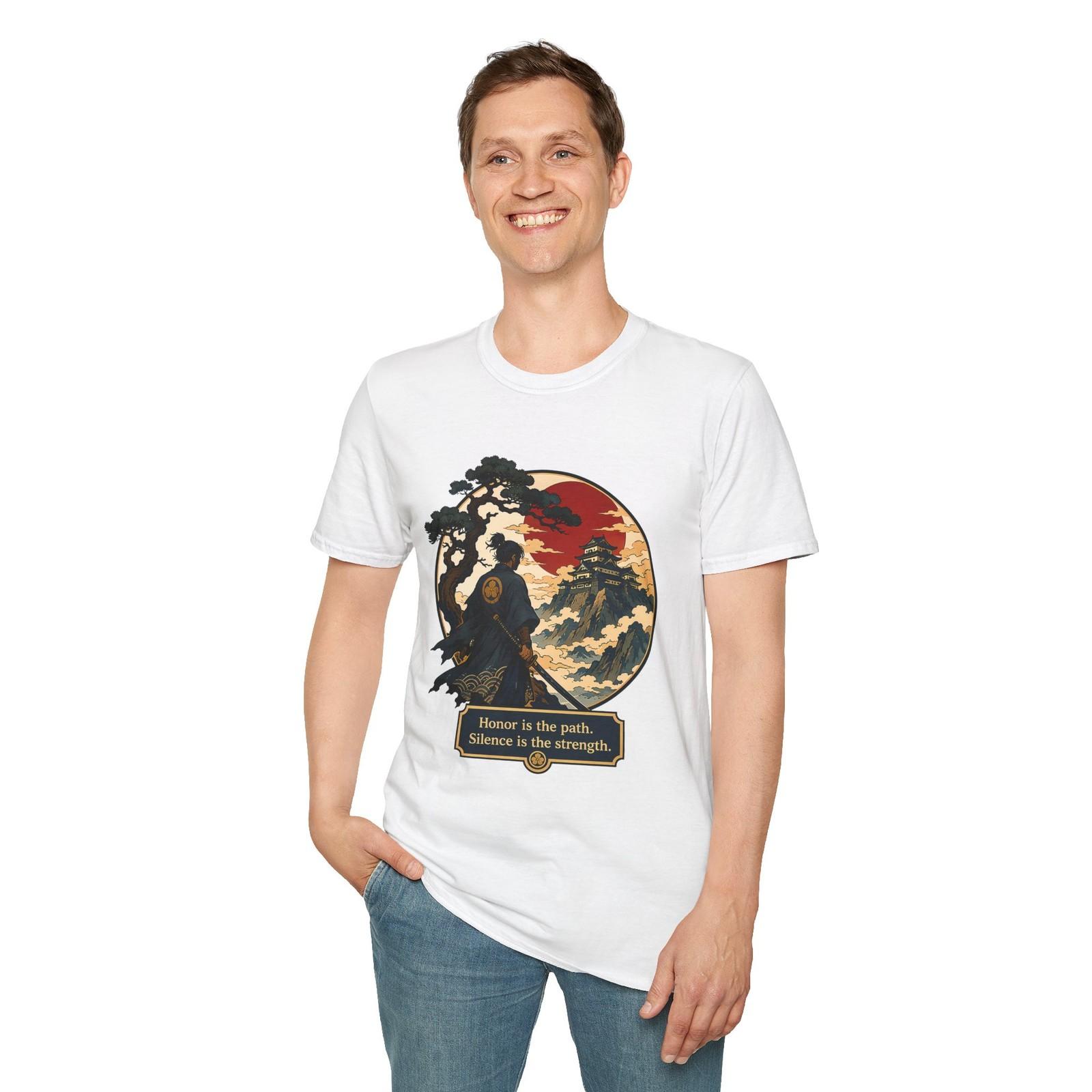 Samurai Castle Japanese Ukiyoe Warrior Unisex Softstyle T-Shirt S разноцветный