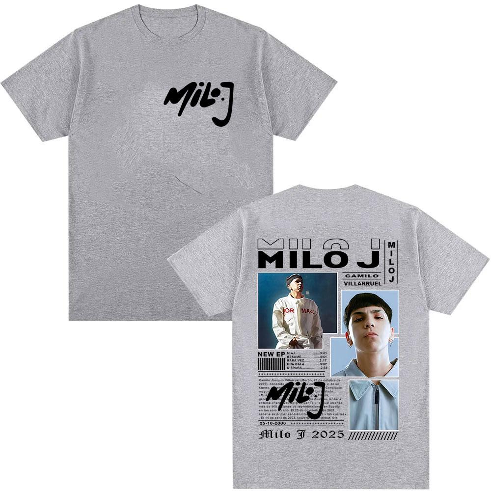Camiseta Gráfica Unisex de Rapper Milo J Camilo Villarruel Tour 2025 para Mujer Vintage Hip Hop Moda Camisetas de Algodón Oversize Streetwear