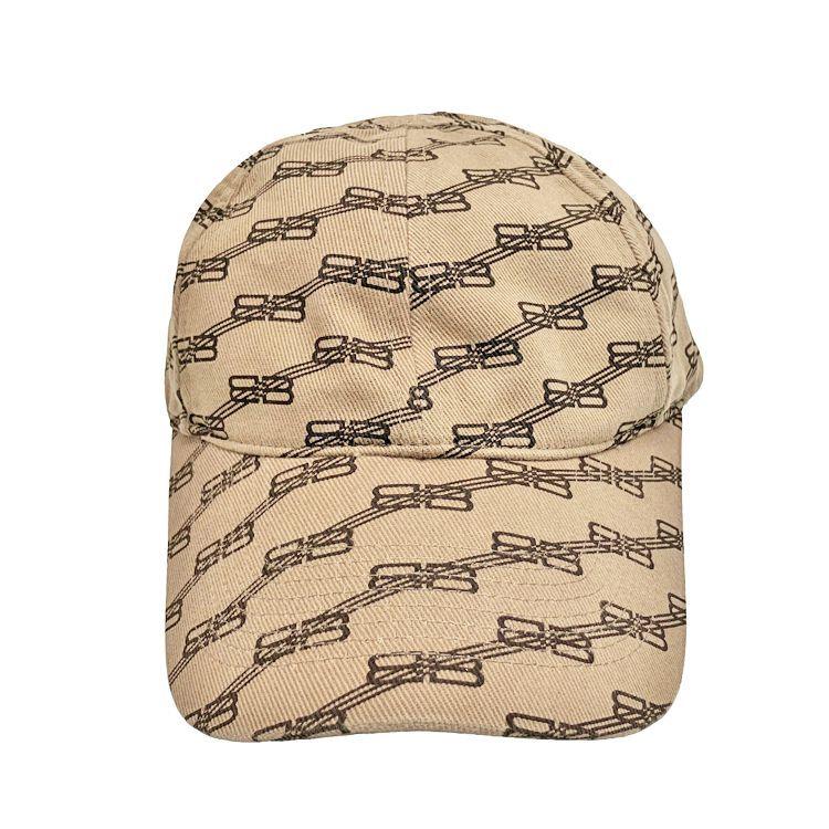 Used BALENCIAGA BB Monogram Cap 704104 size=L 59cm Baseball Cap Hat Cotton Beige Men s