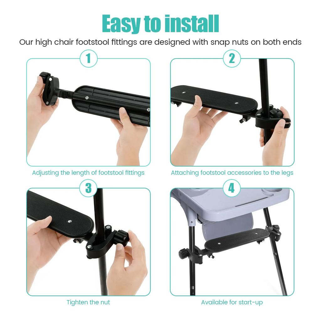 Baby Highchair Foot Rest Adjustable Chair Footrest Non-Slip Highchair Footboard Stool Pedal Infant Newborns Safety Accessories