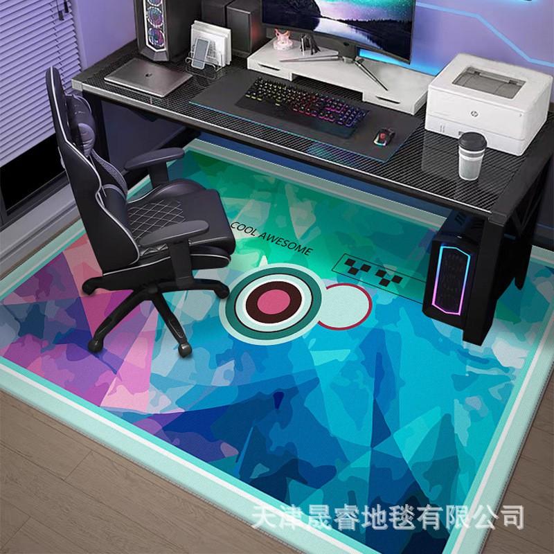 Gaming Room Rug Chair Mat Floor Protection Non-Slip Geometric Crystal Velvet Carpet Living Bedroom Study