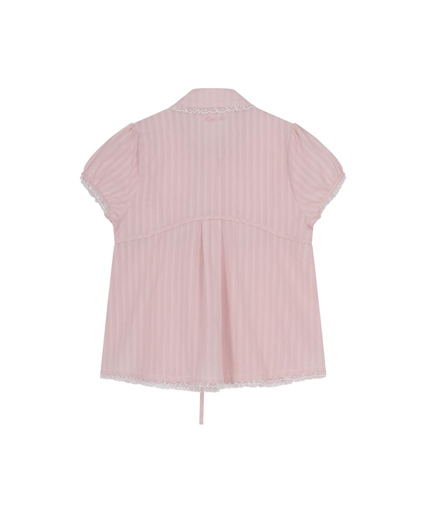 Kasiko Puff Sleeve Lace Shirt Pink