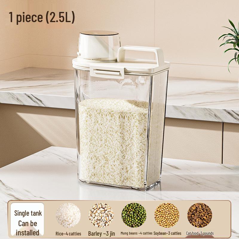Airtight Transparent Kitchen Storage Jar for Grains, Nuts, Beans, and Flour