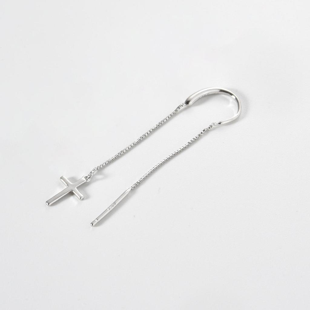 ANDYWEN 925 Sterling Silver Křížový řetízek s řetízkem s kapkou náušnice Piercing Pendiente Jemné šperky