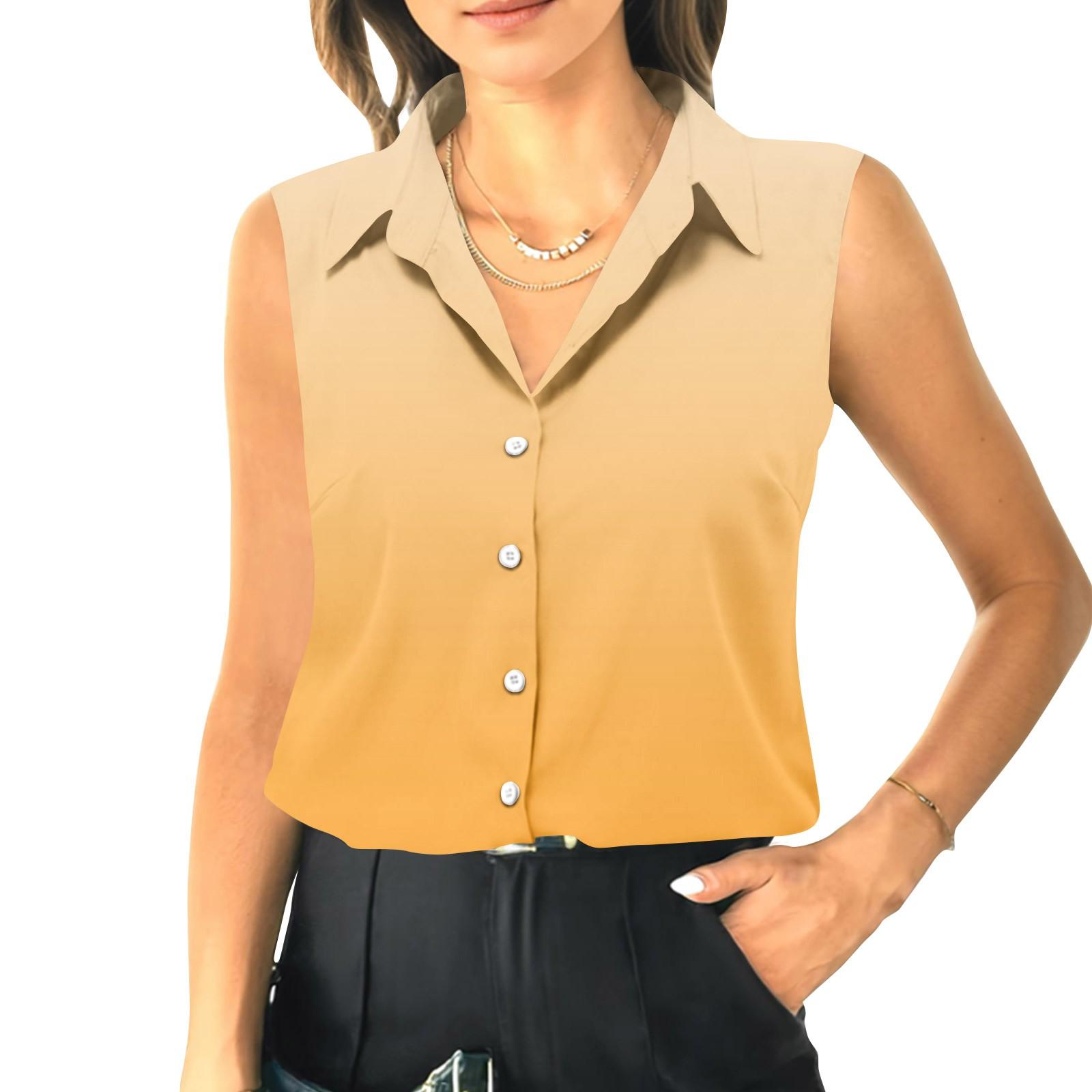 

Жіноча літня безрукавна вільна сорочка з вирізом горловини, повсякденний топ без рукавів S помаранчевий