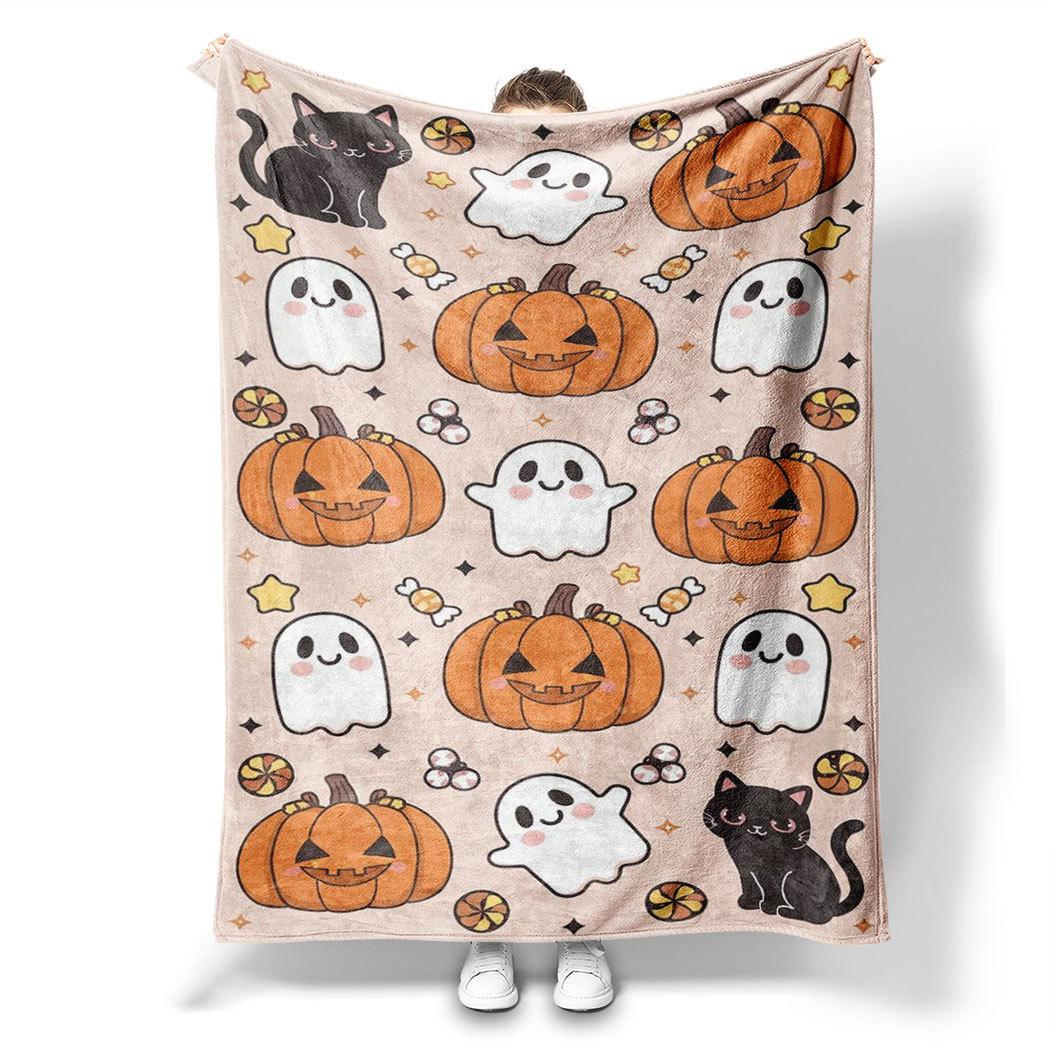 

Halloween pumpkin ghost Printed Blanket for Sofa Travel Camping Living Room Office Conditioning Blanket for All Seasons Gifts 75x90cm