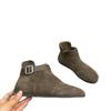 Belt buckle short boots women's Martin boots autumn and winter round head Birkenstock retro comfortable temperament new versatile side zipper