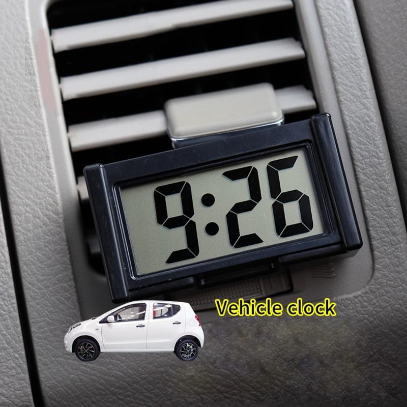 Car Interior Time Display Clock Button Battery Powered Clock Stick-On Mini Clock for Home Kitchen Bathroom