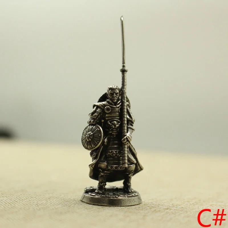 Copper Japanese Shogunate Samurai Soldier Figurines Miniatures Vintage Metal Soldiers Model Statue Desktop Ornament Decoration as the picture