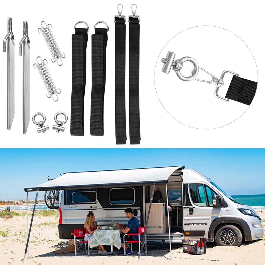 RV Tent Windproof Fixed Set Windproof Tent Line + Tent  Fixing Clips For Outdoor Camping Tents Sun Shades RV Awnings And Hiking