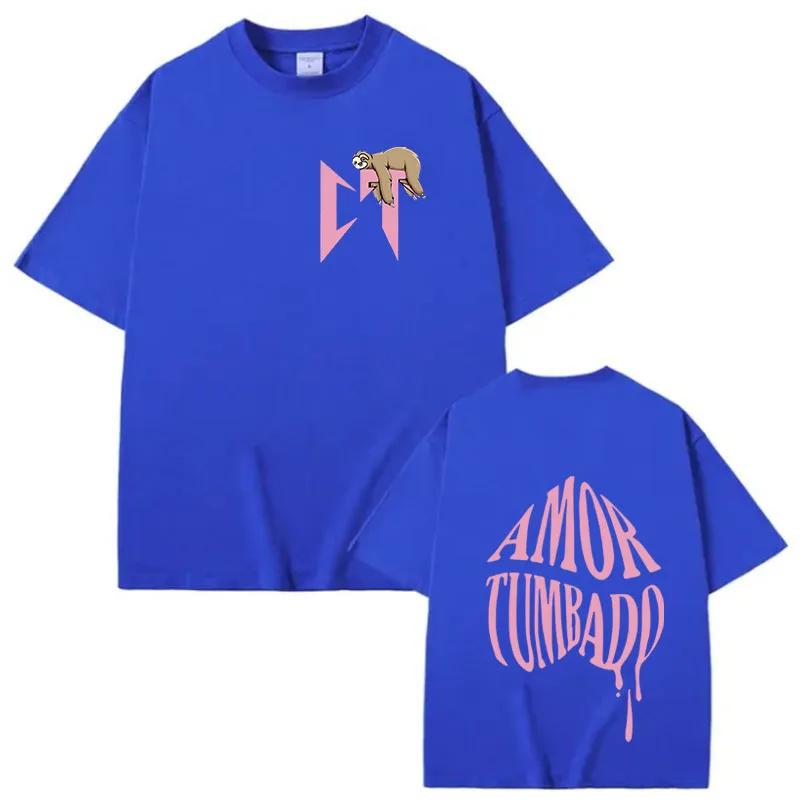 Singer Natanael Cano Amor Tumbado Pink CT Sloth Print T-shirt Men Women Hip Hop Oversized Streetwear Male Fashion Casual T-shirt