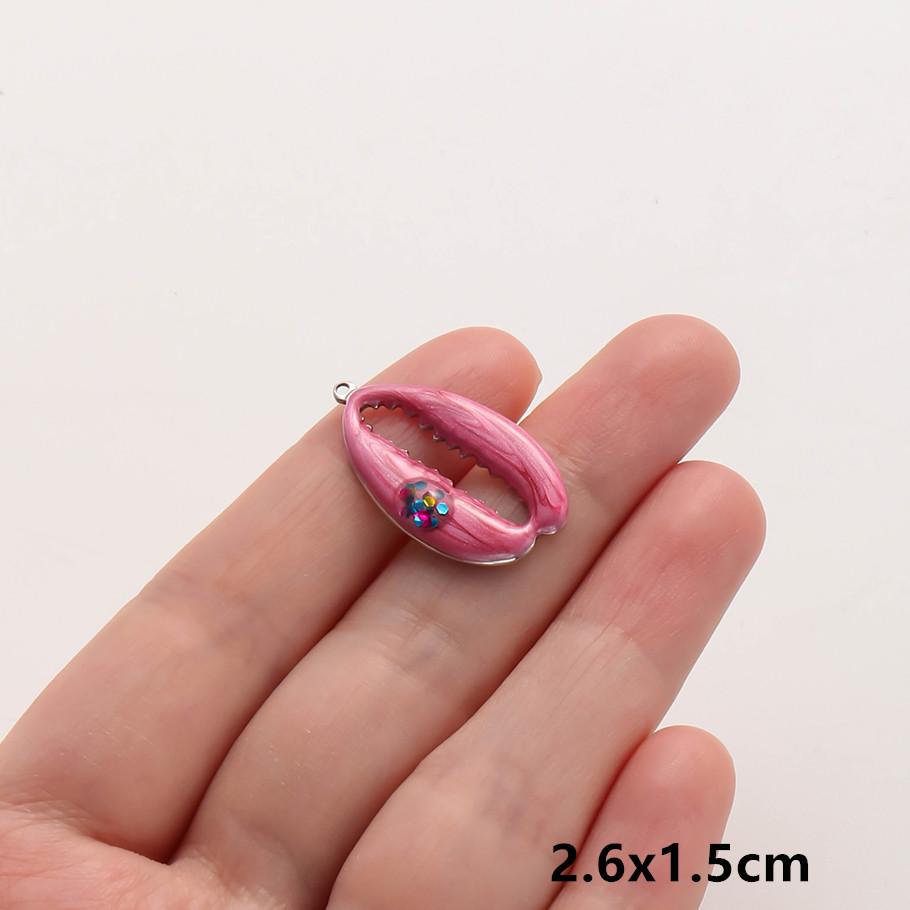 2pcs Marine Animals Pink/Hot Pink Enamel Charm Shell Jellyfish Starfish Conch Stainless Steel Pendant Charms For Jewelry Making