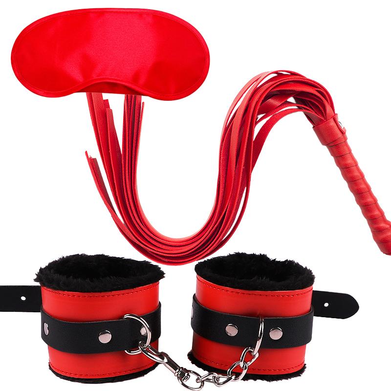 Bdsm Intimate Sets Sexy Leather Plush Sex Toys Bondage Kit Handcuffs Whip Blindfold Adult Games Role Play Exotic Accessories