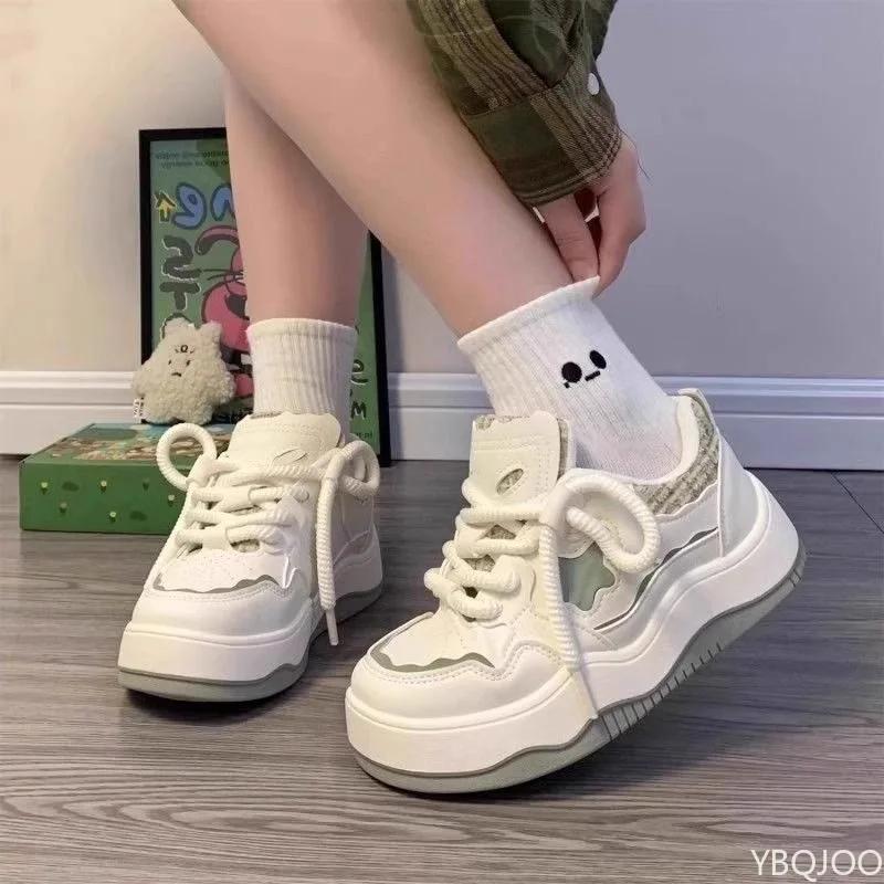 Fashion New Thick Soled Women's Shoes Spring Versatile White Footwear Casual Comfortable Board Shoes Fashion Outdoor Sneakers Zapatos