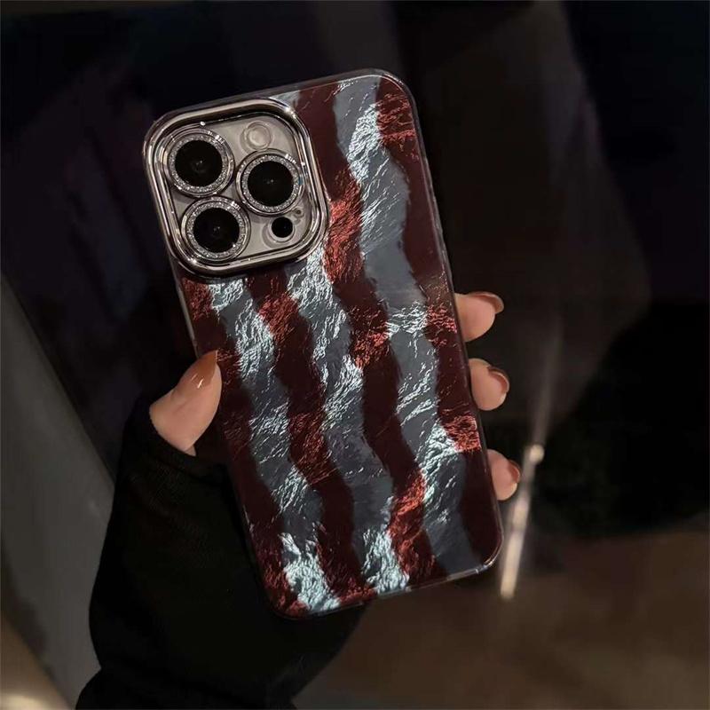 Luxury Glacier Stripe Print Phone Case For iPhone 16 15 14 13 12 11 Pro Max Back Cover